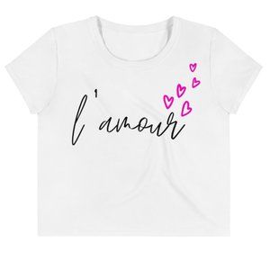 L'Amour Cropped White Tee (Print on Demand)